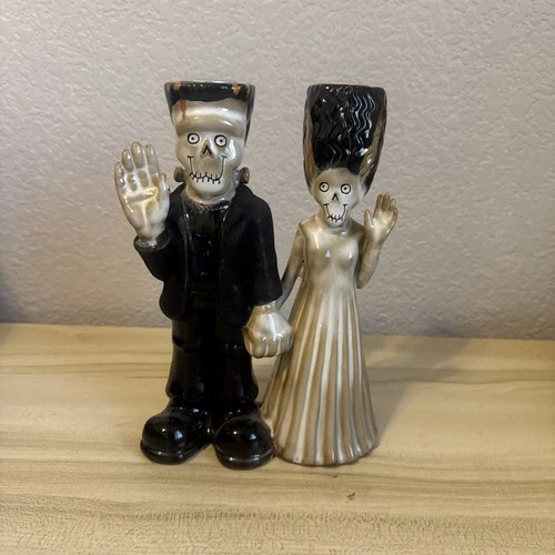 Yankee Candle Boney Bunch Frankenstein & Bride RETIRED Candleholder 1293474 - product listing photo