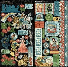 GRAPHIC 45 "WONDER OF OZ" STICKER SET 2-6X12 SHEETS  SCRAPJACK'S PLACE