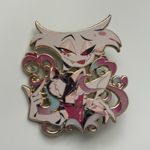 Hunterflower Hazbin Hotel Angel Dust Lapel Pin w/ Art Card