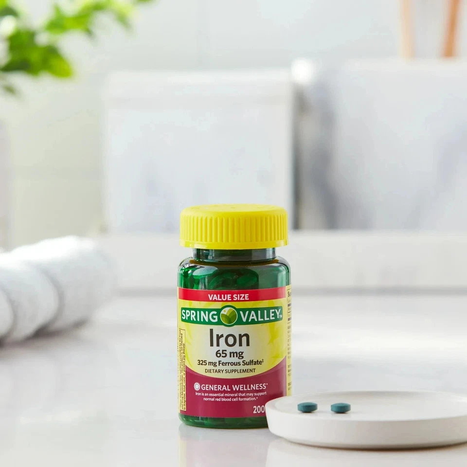 Spring Valley Iron 65 Mg, 200 Ct Total Tablets Pills Tablet Free shipping - Image 2 of 4