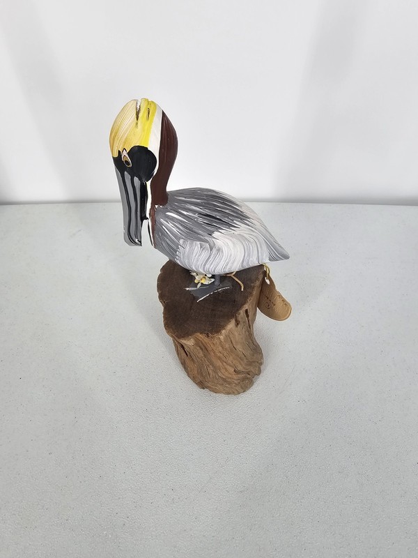Vintage Casa Fernandez Hand Carved Painted Wooden Pelican Bird