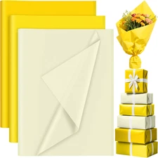 90 Sheets Yellow Tissue Paper for Gift Bags, Colored Gift Wrapping Paper Tissue 