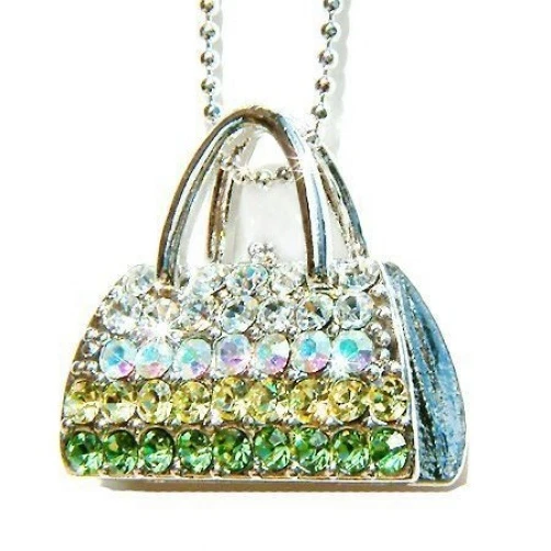 Verde Borsetta IN Swarovski Cristallo Borsa Frizione Collana Gioielli Carino