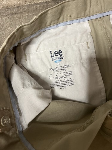 Lee School Pants Boys 16 Khaki Pockets Straight Leg Unisex - Picture 2 of 9