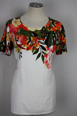 Damen Sommer Pullover Oberteil Pulli Blumen Glitzer Viskose OVANTI Gr.40,42,46