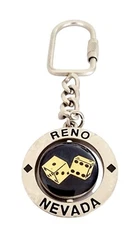 Vintage Reno Spinner Keychain Spinning Dice Nevada Casino Town Souvenir