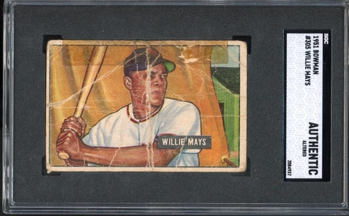 1951 Bowman #305 Willie Mays Rookie SGC Authentic HOF RC Baseball Card