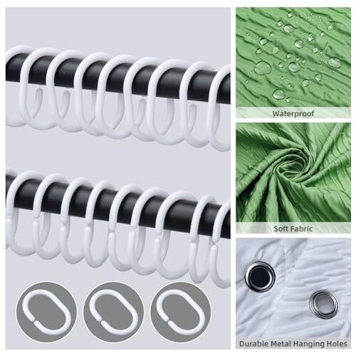 Bathroom Shower Curtain Set Ombre with 12 72"W x 72"L (Pack of 1) Sage Green - Bild 6 von 7