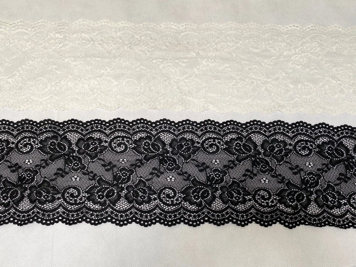 black or ivory cotton lace trim floral embroidered lace trim lace