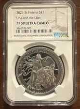 2021 Una And The Lion 1oz Proof Silver PF-69UC NGC W/ Box & COA #10/1000