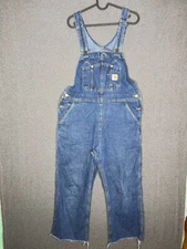 Carhartt Overalls Men's 36W 25L Blue Denim Cut Off Classic Work 