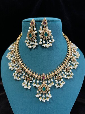 Gold Plated Latest Stylish Stone cubic zirconia Necklace Jewellery