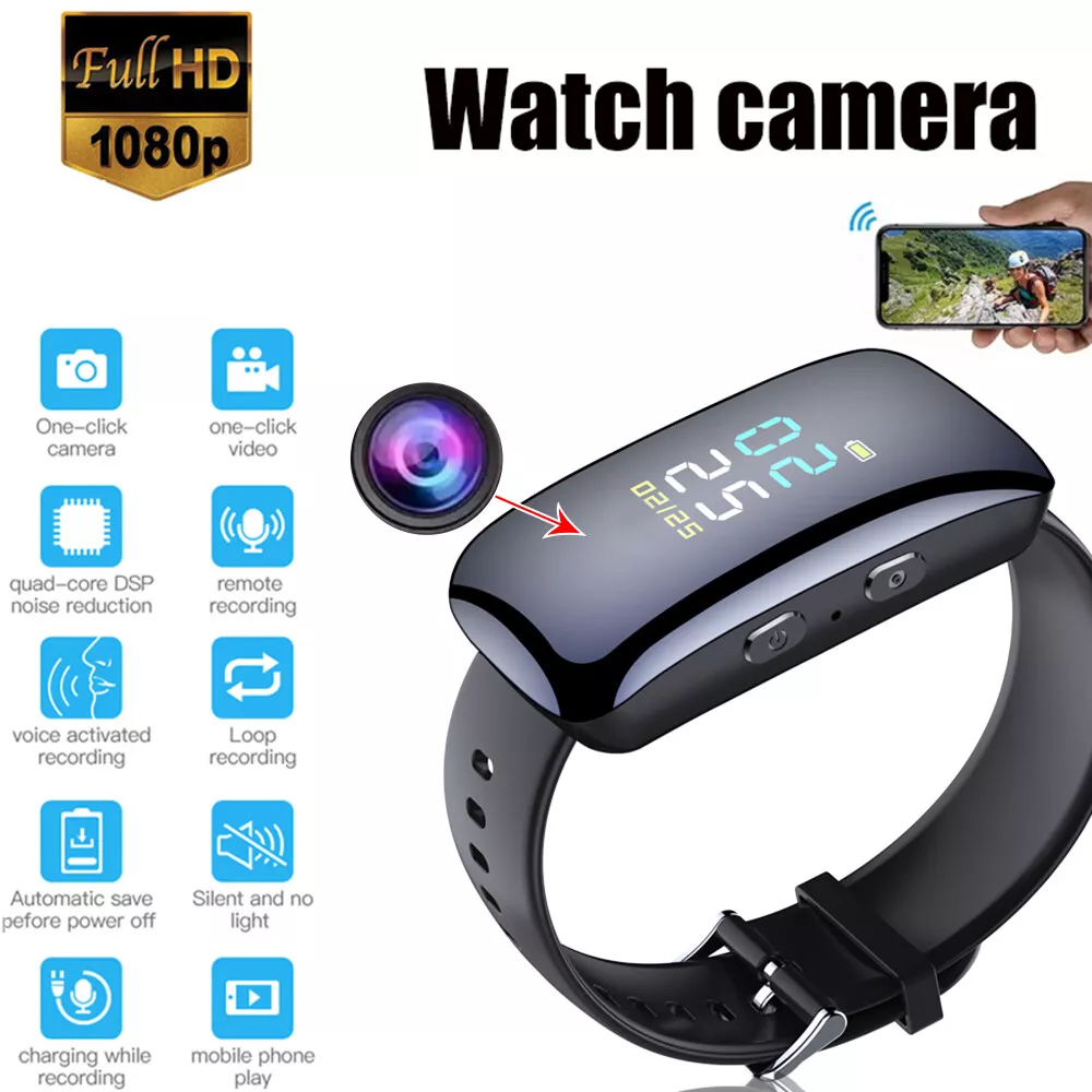 Smart Watch Mini Camera Wristband 1080P HD Video Recording Micro Cam DV  Sports Voice Recorder Smart Watch Bracelet Wristband - Walmart.com