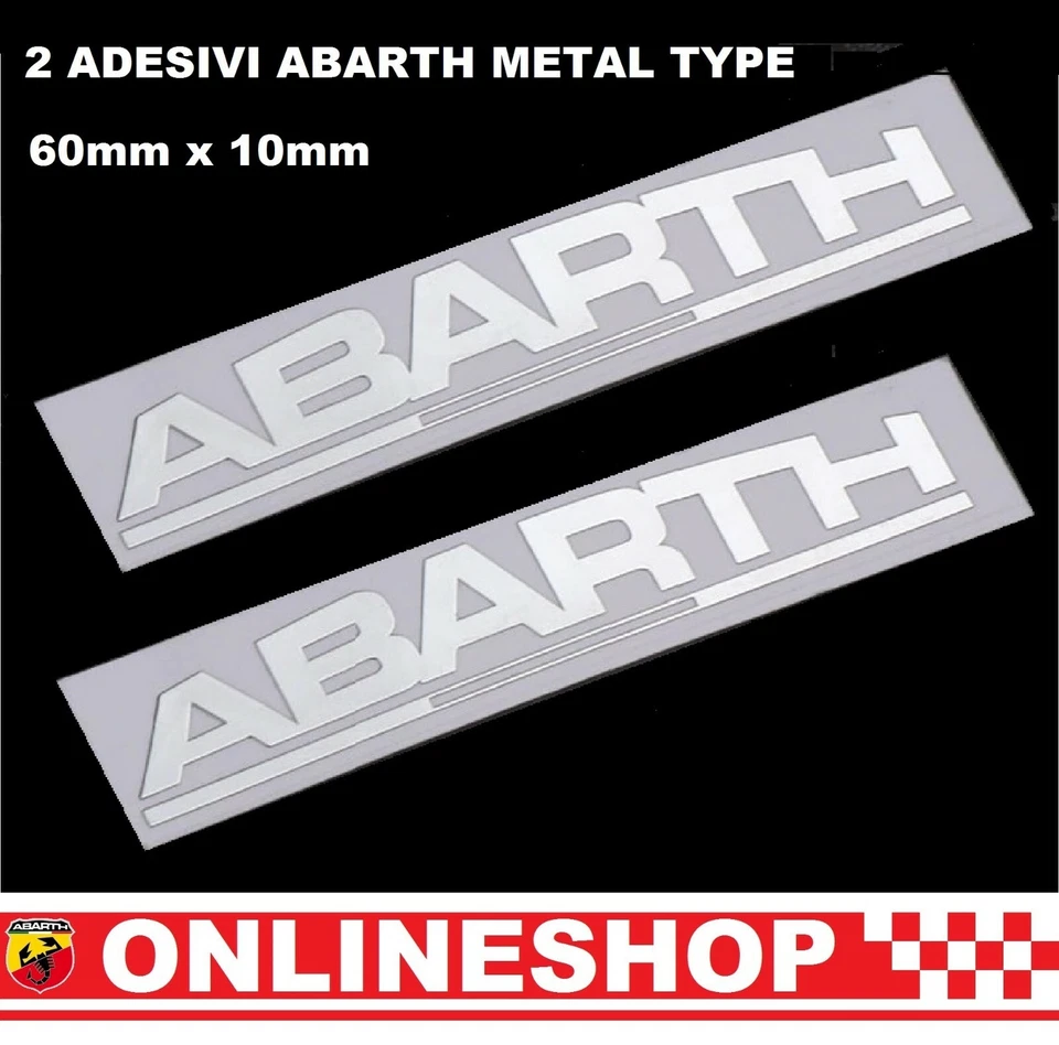 ABARTH ADESIVO CROMATO IN RILIEVO METAL TYPE 60 X 10 mm - SET 2 PEZZI - Immagine 2 di 2