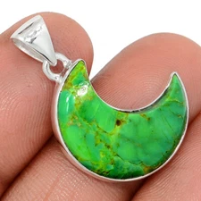 Moon - Composite Kingman Green Mohave Turquoise 925 Silver Pendant CP66816