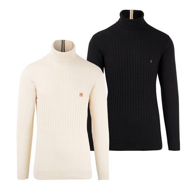 cream turtleneck outfit