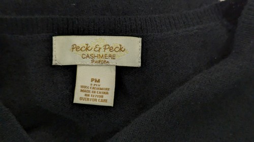 Peck & Peck Womens Size Medium Black Cashmere Split Neck Pullover Sweater Soft - Picture 7 of 8
