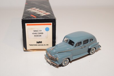 A44 1:43 WESTERN MODELS WMS 77 WMS77 1946 FORD SEDAN BLUE MIB