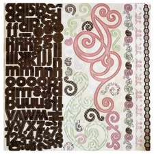 BoBunny, Primrose, Alphabet, Cardstock Stickers 12", Combo, Flourishes, Borders