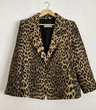 Marina Rinaldi Giacca Italian Brown Animal Print Jacket Size Eur 23 Uk 18
