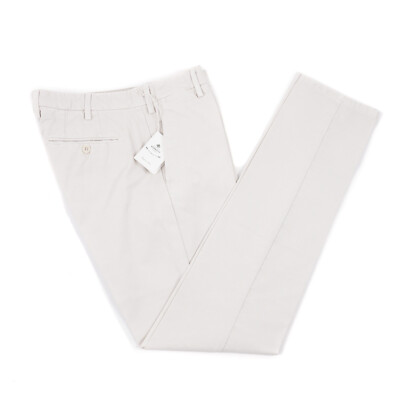Luigi Borrelli Slim-Fit Light Beige Twill Cotton Pants Chinos 32 NWT