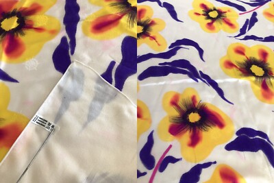Foulard Carré En Soie Vintage Floral 90x90cm - Multicouleur, Occasion Bon état, Fabriqué En France