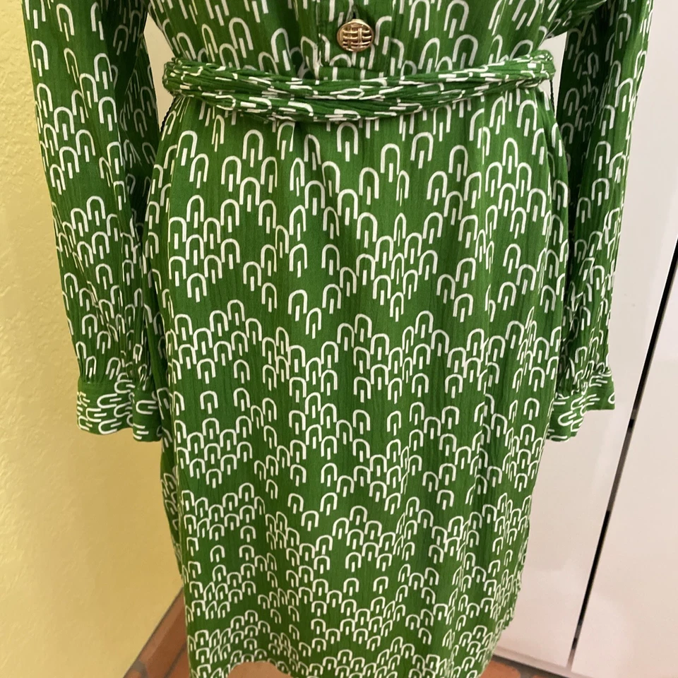 Vestido Jaclyn Smith Verde Años 70’s Vibe Mangas Largas Cinturón, Talla XL Z60 Foto 4 de 4