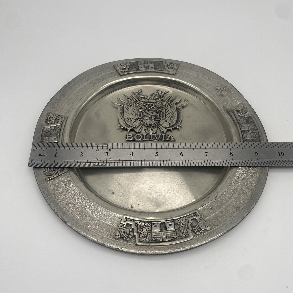 Bolivian Pewter Decoration Plate BOLIVIA CINPEL 9.5