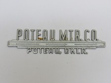 Vintage Poteau Motor Co. Ford Oklahoma Metal Dealer Badge Emblem Trunk Tag OK