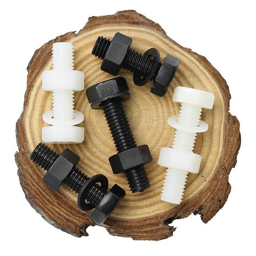 10x M8*30 Nylon Sechskantschrauben DIN 933 Vollgewinde+Muttern Unterlegscheiben - Bild 5 von 6