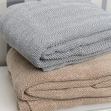 Fabstyles 100% Cotton Soft and Cozy Blanket - Herringbone Weave Cotton Blanket