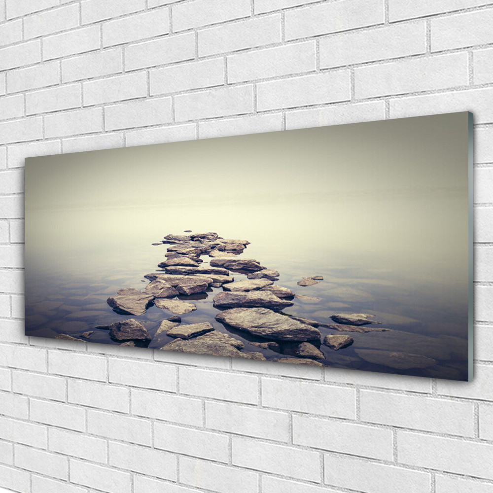 Image paysage pierres eau sur verre pour cacher les imperfections de mur 125x50