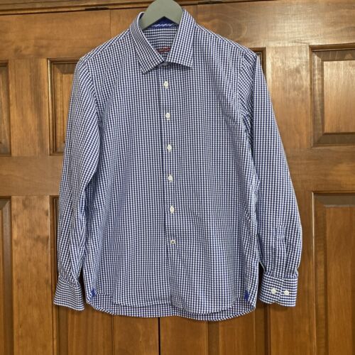 Robert Graham Boys White Blue Check Long Sleeve Button Up Shirt Sz Large 14-16 - Picture 1 of 8