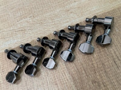 Genuine Ibanez SCREWLESS Tuning Pegs 6R Inline Tuners in COSMO BLACK