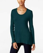 Style  Co Women's Long Sleeve Scoop Neck Sweater New Rustic Teal M
