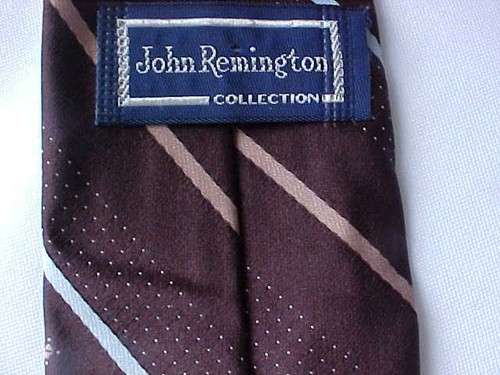 John Remington Collection Krawatte braun diagonal gestreift grau und hellbraun gebraucht - Bild 3 von 6