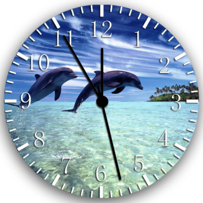 Cute Dolphin Frameless Borderless Wall Clock Nice For Gifts or Decor Z71