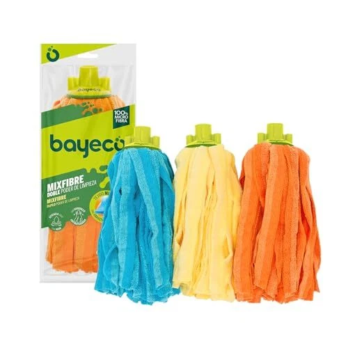 Bayeco - Fregona de Tiras 100% Microfibra - Con casquillo de goma - Gran - Imagen 2 de 6