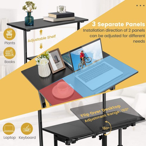 Mobile Standing Desk w/ Flip-over Desktop&Portable Stand Up Desk for Home - Picture 4 of 10