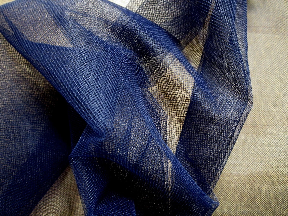 5 yardas-maravillosa tela de red de tul hexagonal azul marino-53" de ancho Foto 2 de 3