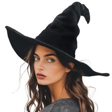 gagift world Witch Hat, 18IN Wizard Hat for Adults and Teens Large, Black