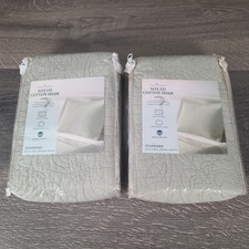 Home Classics Set Of 2 Green Quilted "Anna" Pillow Shams 20x26