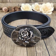 Western Men's Women s 3D Beautiful Rose Belt Buckle High Quality
