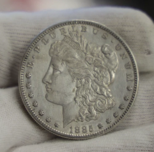1885 S US Morgan Silver Dollar $1 AU (Harsch Cleaning)