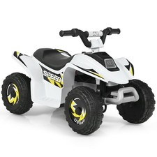 6V Kids Electric Quad ATV 4 Wheels Ride On Toy Toddlers Forward  Reverse White