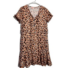 C + D + M  Brown Tan Puff Sleeve Wrap Midi Dress size S