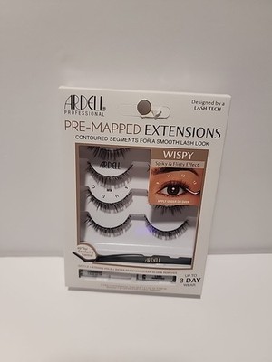 Ardell Pre-Mapped Eyelash Extensions Kit - False Lashes Wispy, Reusable Black 
