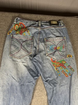 Vintage Coogi Jeans Mens 38x34 Blue Light Wash Embroidered Baggy Denim Y2k