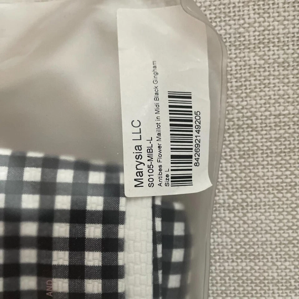 Marysia Antibes Flower Mallot (One Piece Bathing Suit) Black Gingham Size L NWT - Image 4 of 4