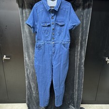 Vintage Fashion Nova Womens Blue Denim Jumpsuit Work Coveralls Size 2XL